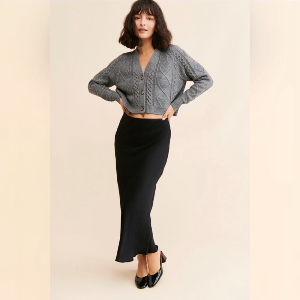 Madewell Shimmer Cable-Knit Cropped Cardigan